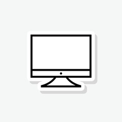 Computer monitor line icon sticker sign for mobile concept and web design