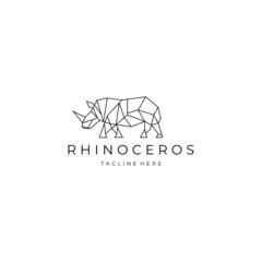 Fototapeta premium Rhinoceros geometric polygonal logo vector icon design template