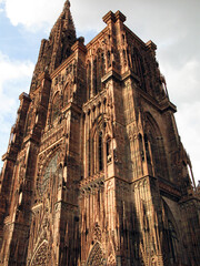 The main cathedral of Strasbourg France. Romanesque and gothic architecture style. Most famous...