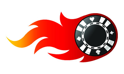 Casino poker chip with fire flame vector art sticker graphic car decal casino poker logo design element