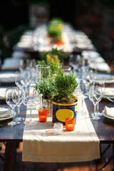 Table set for wedding or another catered event dinner