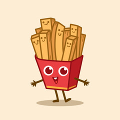 French fries cute character