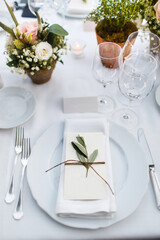 Table set for wedding or another catered event dinner