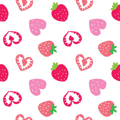 Seamless Pattern of Strawberry Design on White Background