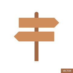 Wooden signpost or signboard vector icon in flat style design for website design, app, UI, isolated on white background. Vector illustration.
