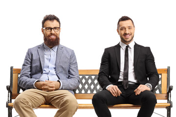 Professional men sitting on a bench