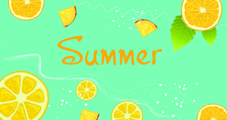 Colorful summer banner design background layout. Horizontal poster, greeting card, header for website.Tropical Summer background layout banner design.