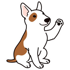 Fototapeta na wymiar Cute and simple illustration of Bull Terrier Dog Waving Hand