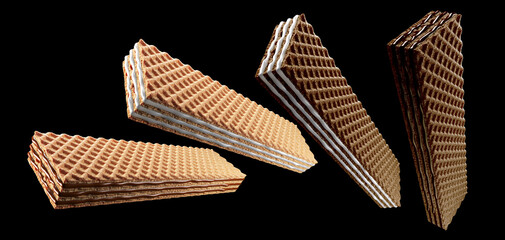 Set of Crispy Wafer. 3d illustration. Isolated on background.