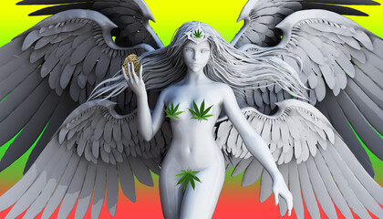 angel with wings cannabis art concept Background