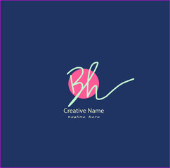 Bh Initial handwriting logo vector design