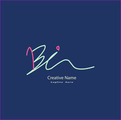 Bi Initial handwriting logo vector design