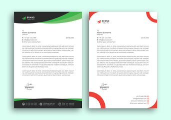 Corporate Letterhead Template Design. With Two Types Of Different Designs And Vector illustrations. And Two Colors Variations