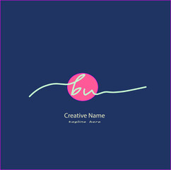 bu Initial handwriting logo vector design