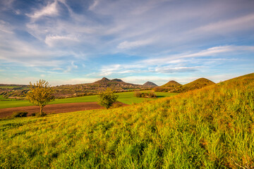 Fototapeta premium Spring fields in the Central Bohemian Highlands, Czech Republic.