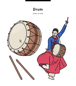 This Illustration Is A Samulnori Drum And A Performer.