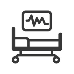 critical care bed concept on white background