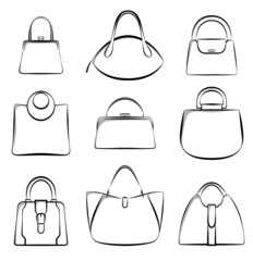 1301_Set of modern fashionable handbags