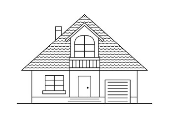 Classical house outline icon. Vector illustration of building, cottage, villa, townhouse, hotel, apartment or building.