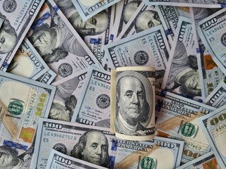 Background of dollar bills. Financial growth and profitable investment