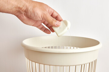 Dental floss is disposed of in a landfill for recycling and disposal