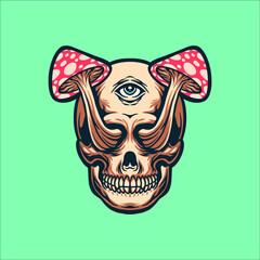 Naklejka premium mutant trippy mushroom vector design