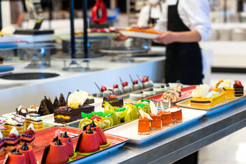Sweet buffet at the all-inclusive hotel in bright colors