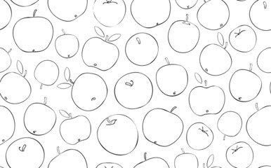 Seamless Pattern with Apples isolated on white Background. Vector illustration.