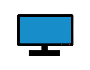 Isolated icon on the desktop of the computer. Blue TV screen. Vector EPS10.