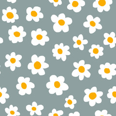 Seamless background gender neutral baby floral sketch  print pattern design Simple whimsical minimal earthy colors. Kids nursery wallpaper or boho fashion all over print. Doodle line art daisy 
