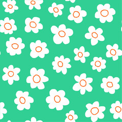Seamless background gender neutral baby floral sketch  print pattern design Simple whimsical minimal earthy colors. Kids nursery wallpaper or boho fashion all over print. Doodle line art daisy 