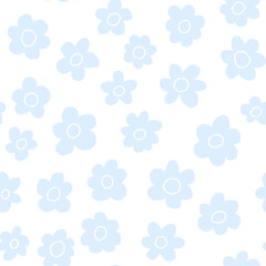 Naklejka na ściany i meble Seamless background gender neutral baby floral sketch print pattern design Simple whimsical minimal earthy 2 tone color. Kids nursery wallpaper or boho fashion all over print. Doodle line art daisy 