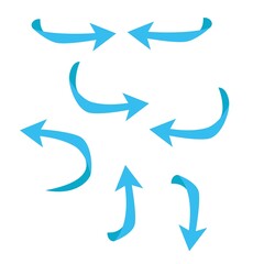 set of blue flat arrow vector illustration design.