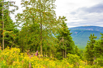 Landscape Panorama view on top of Brocken mountain Harz Germany
