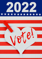 Bright red and white stripes  and a blue banner with stars with text added for midterm congressional elections in the United States