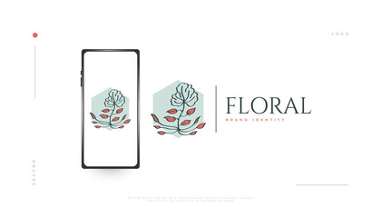 Elegant Flower Logo Design with Minimal Style, Suitable for Spa, Beauty, Jewelry, Salon or Cosmetic Brand. Hand Drawn Floral or Botanical Logo Illustration