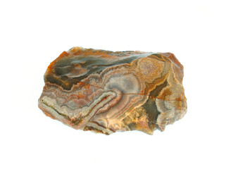 close up on lace agate rock isolated on white background
