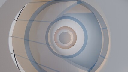 Architecture background spiral concrete floor 3d render