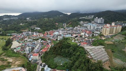Naklejka premium General Landscape View of the Brinchang District Within the Cameron Highlands Area of Malaysia