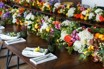 Table set for wedding or another catered event dinner