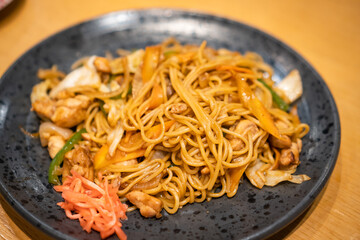 A Plate of Japanese Yakisoba Noodle