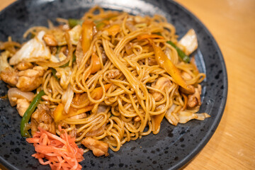 A Plate of Japanese Yakisoba Noodle