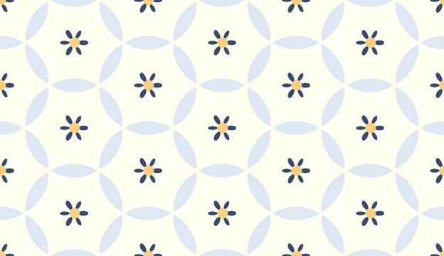 Cute small blue flowers motif doodle shapes pattern continuous classic background. Modern decoration ditsy floral fabric design textile swatch all over print block.