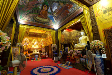 Interior of viharn on the Wat Bupparam buddhist temple, Chiang Mai