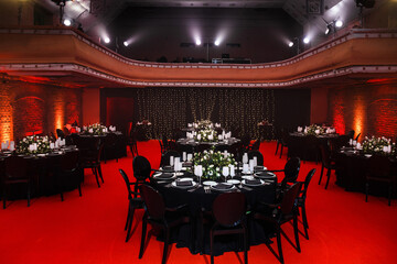 Elegant banquet hall for a wedding party