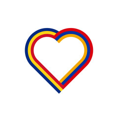 unity concept. heart ribbon icon of romania and armenia flags. vector illustration isolated on white background