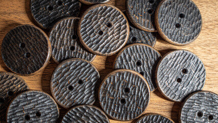wallpaper wooden buttons with a pronounced handmade texture