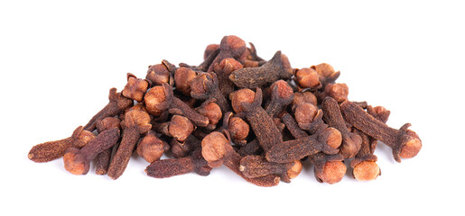 Dry cloves isolated on white background. Cloves spice. Spices and herbs.