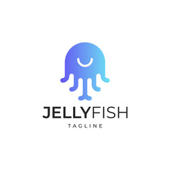 jellyfish smile gradient colorful logo vector icon
