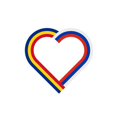 unity concept. heart ribbon icon of romania and russia flags. vector illustration isolated on white background